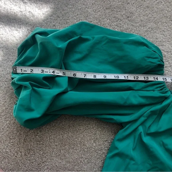 Anthropologie Mare Mare Off The Shoulder Puff Sleeve Green Mini Dress Size Small - Picture 7 of 13